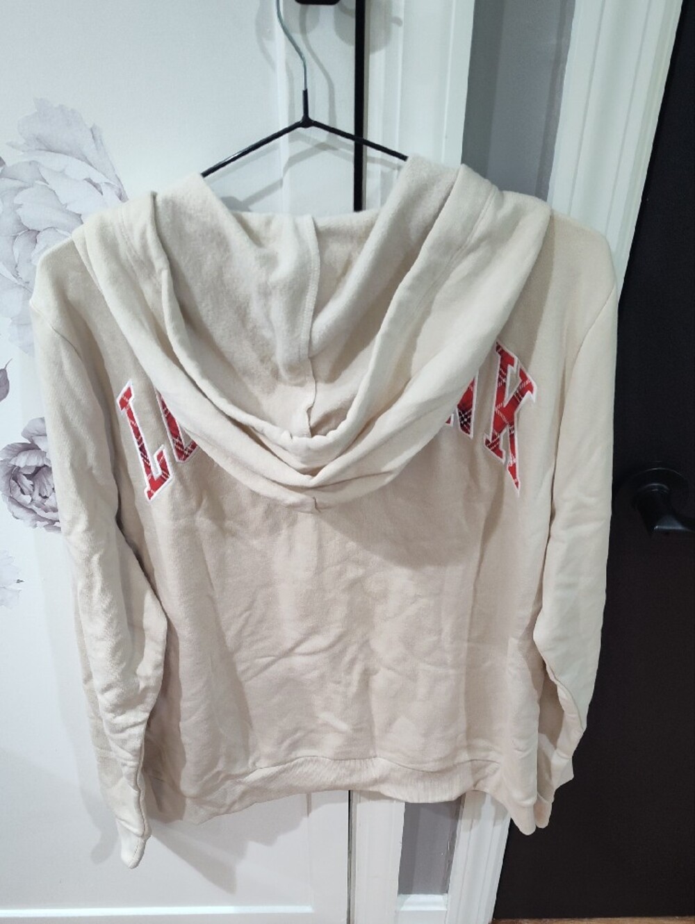 PINK Victoria's Secret Beige Zip-Up Hoodie with Red Logo - Picture 4 of 7